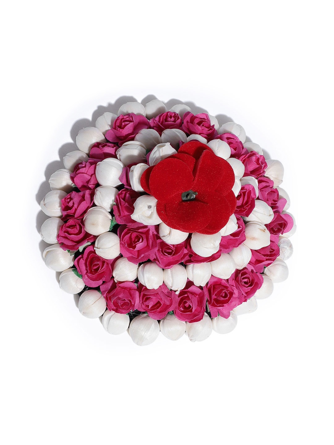 

CHANDERKASH White & Pink Floral Hair Bun Cover