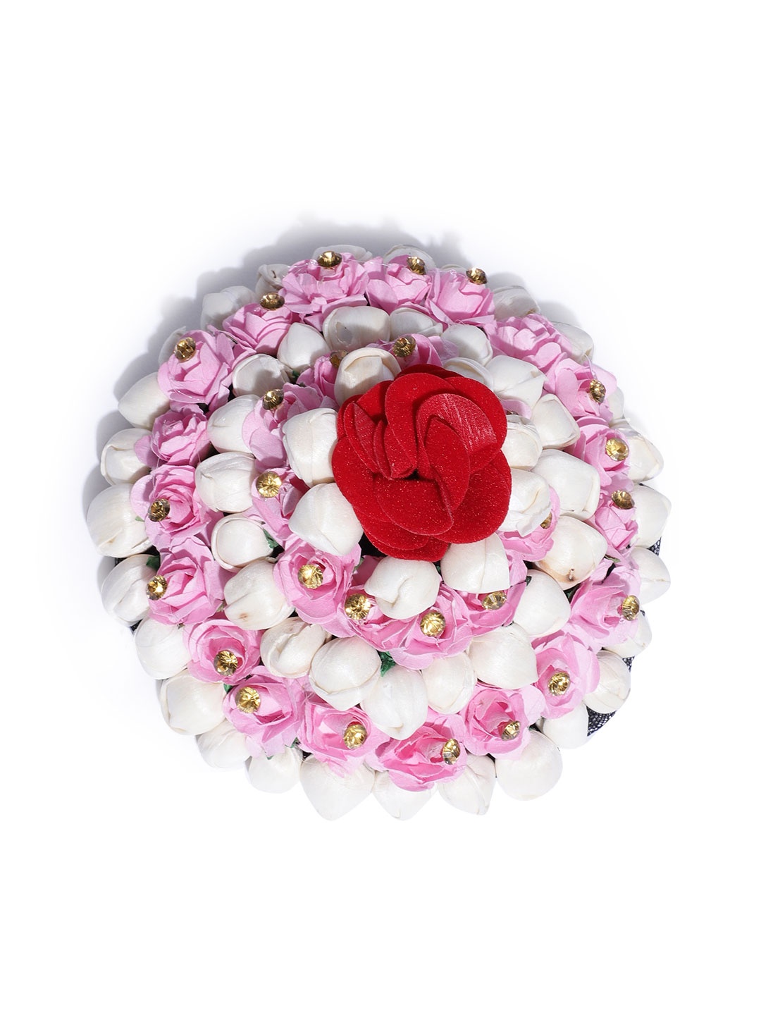 

CHANDERKASH White & Pink Floral Hair Bun Cover
