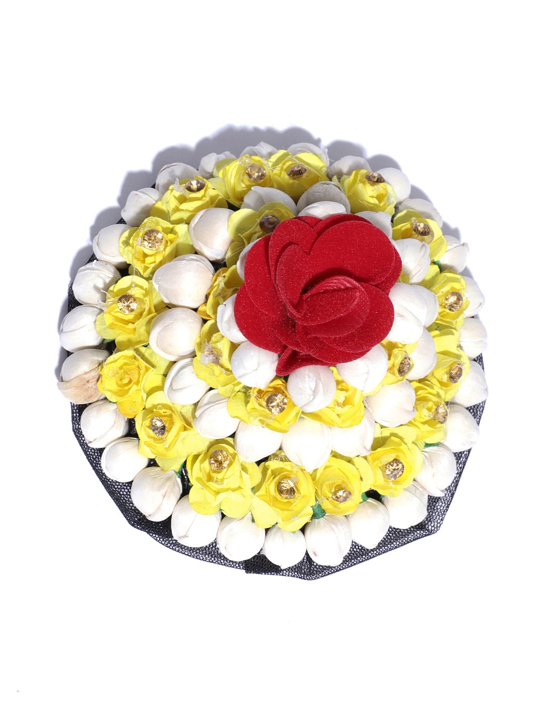 

CHANDERKASH White & Yellow Floral Hair Bun Cover