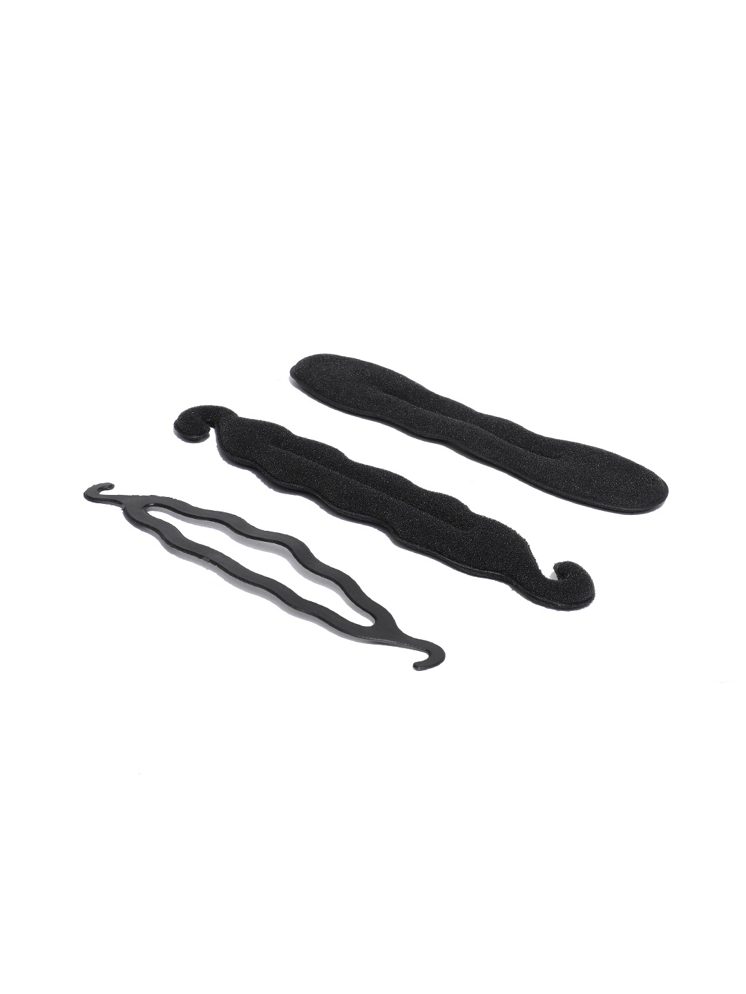 

CHANDERKASH Women Set of 3 Black Nylon Hair Extension and Accessory Set