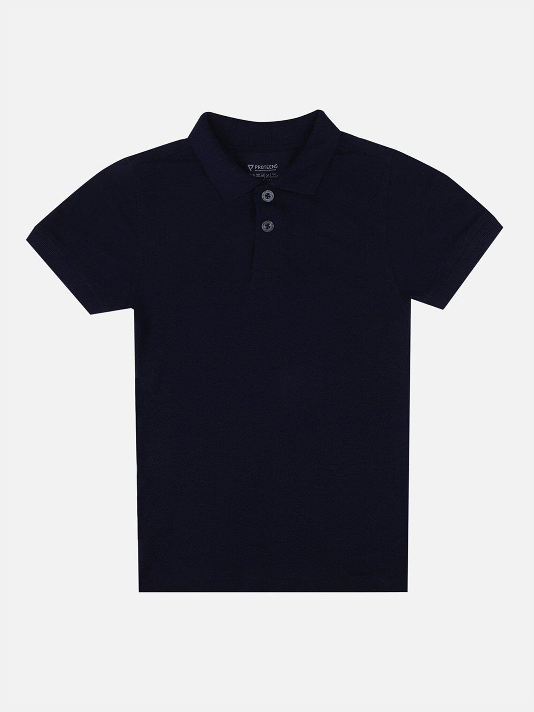

PROTEENS Boys Navy Blue Solid Polo Collar Slim Fit T-shirt