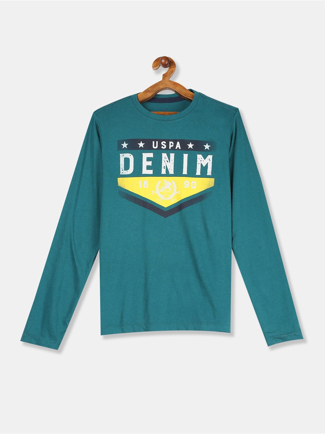 

U.S. Polo Assn. Kids Boys Teal Blue Typography Printed T-shirt