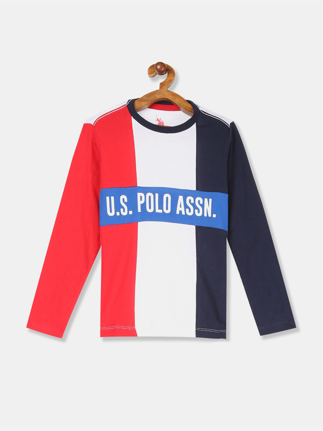 

U S Polo Assn Boys White Colourblocked T-shirt