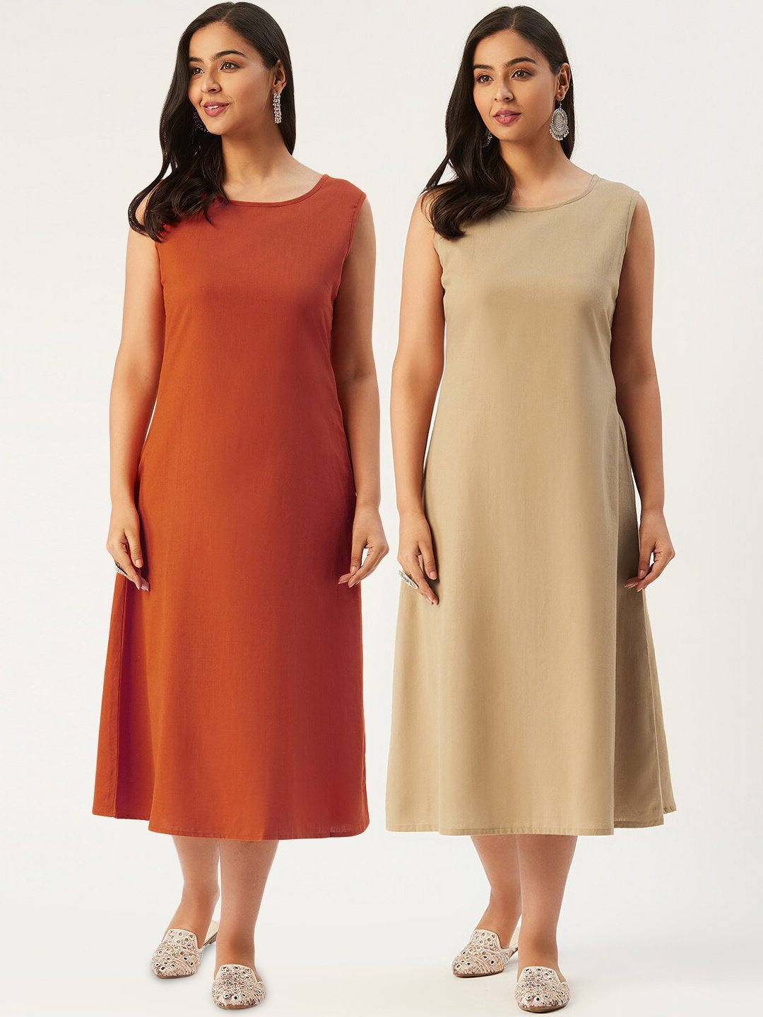 

Molcha Rust A-Line Midi Dress