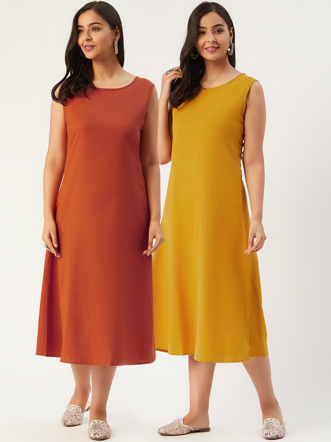 

Molcha Rust A-Line Midi Dress