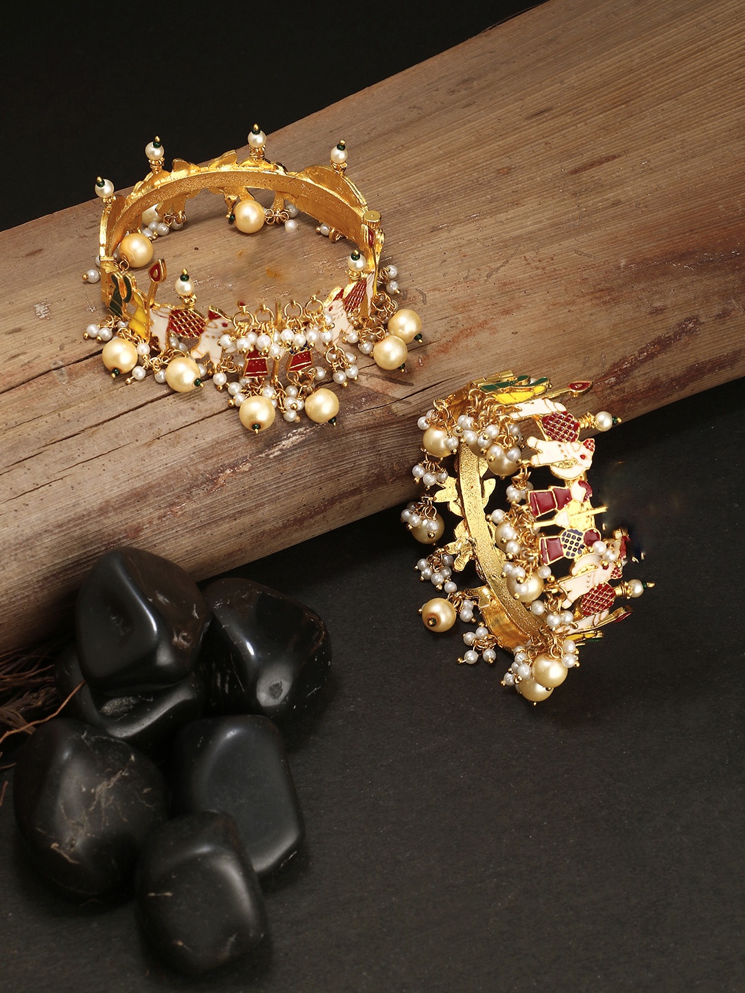 

Adwitiya Collection Women Set of 2 24 CT Gold-Plated Doli Handcrafted Bangles