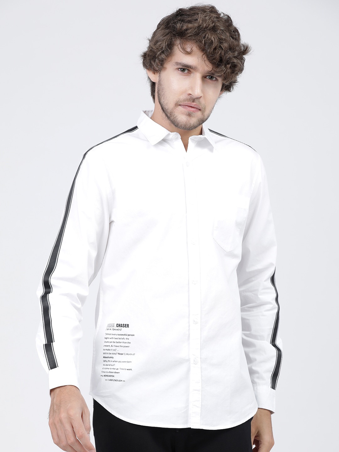 

HIGHLANDER Men White Slim Fit Cotton Casual Shirt