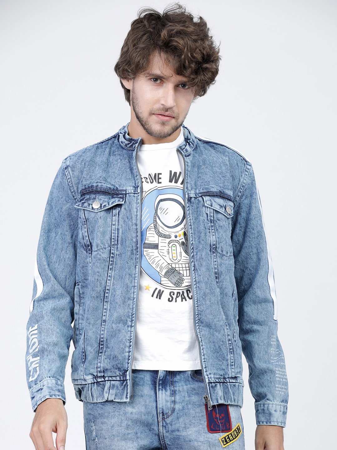 

HIGHLANDER Men Blue Washed Denim Jacket