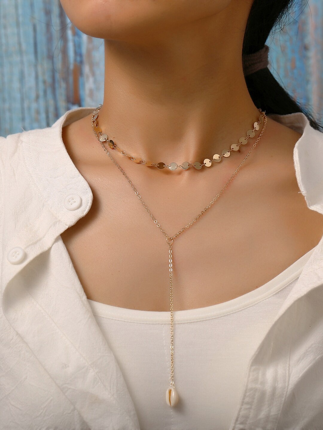 

Shining Diva Fashion Gold-Plated Layered Necklace