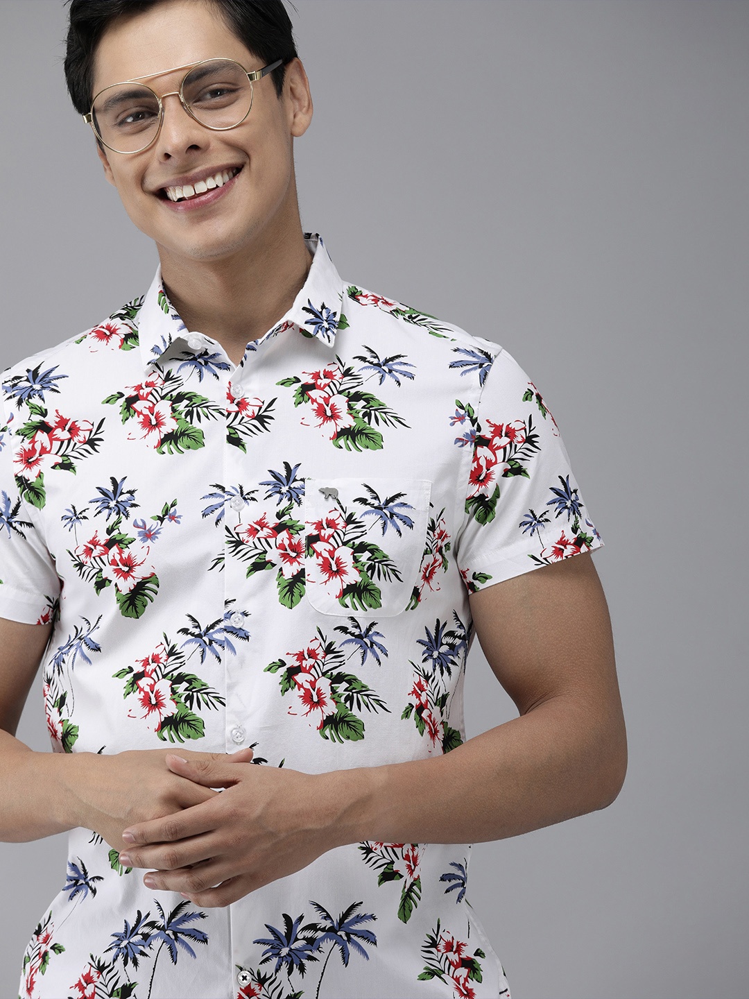 

THE BEAR HOUSE Men White The Bear House Floral Printed Shirt