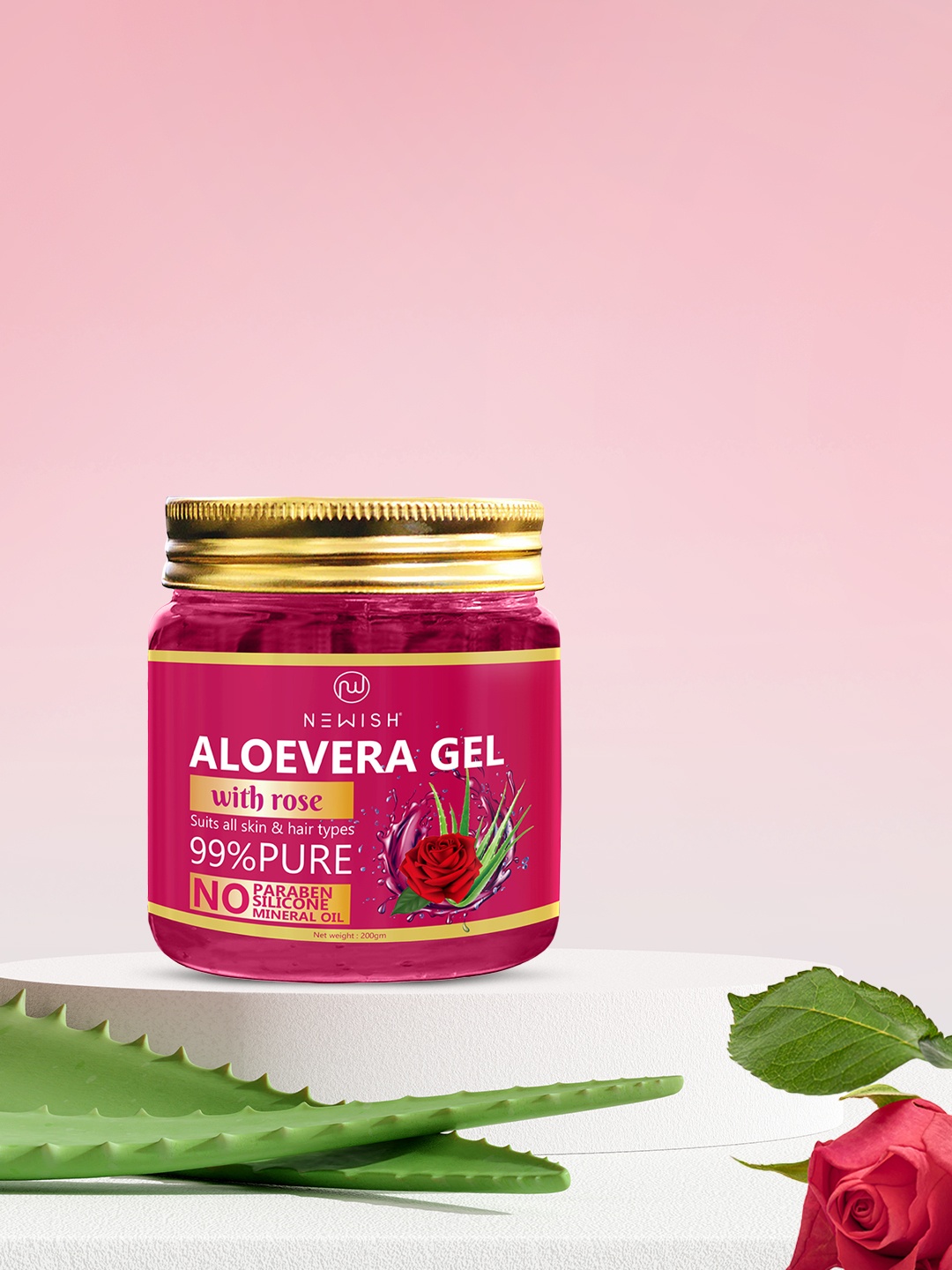 NEWISH Set of 2 Aloe Vera Hydrating Acne Spot Corrector Gel Enriched With Rose - 200gm