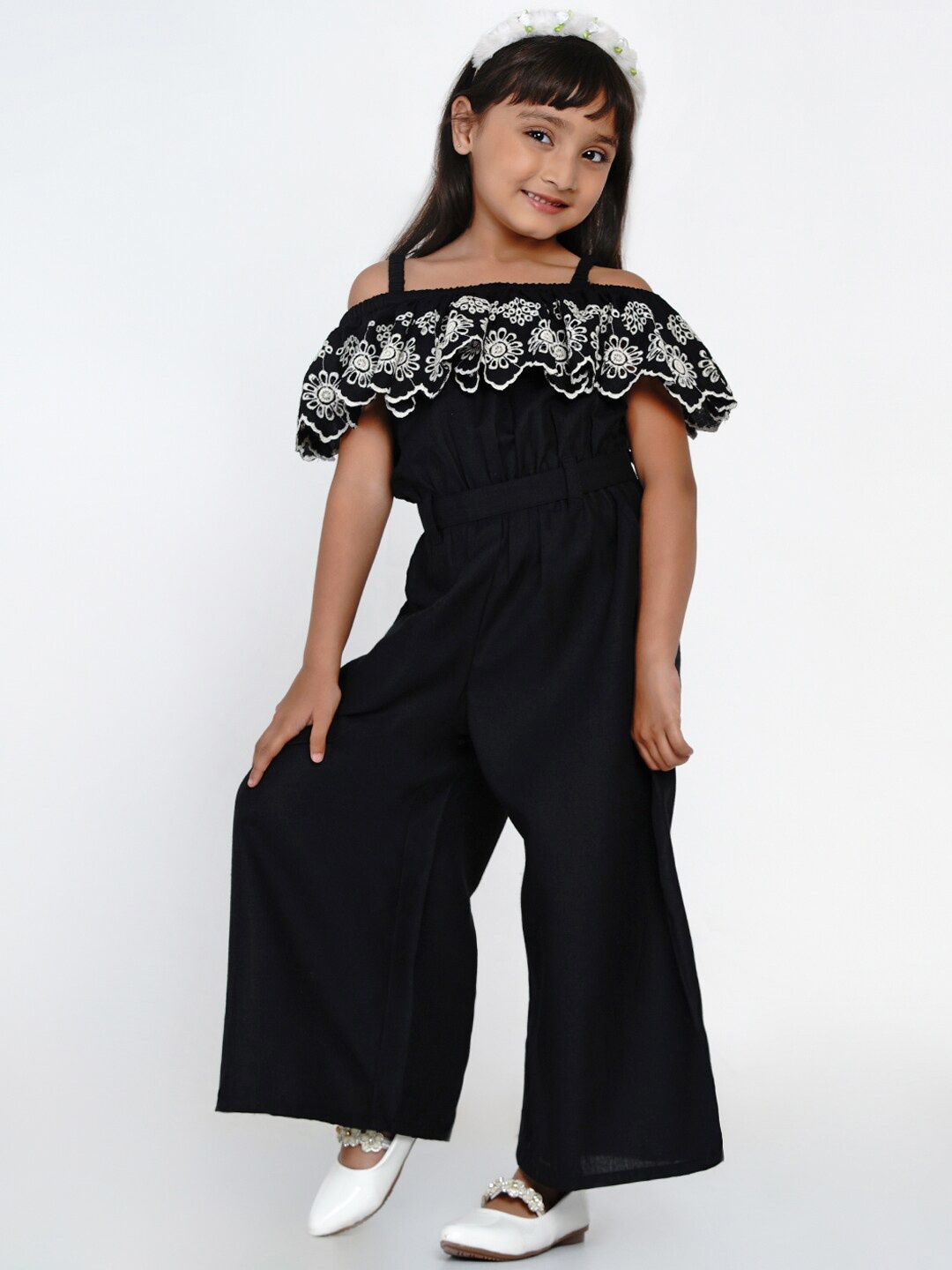 

Bitiya by Bhama Girls Black & White Basic Jumpsuit