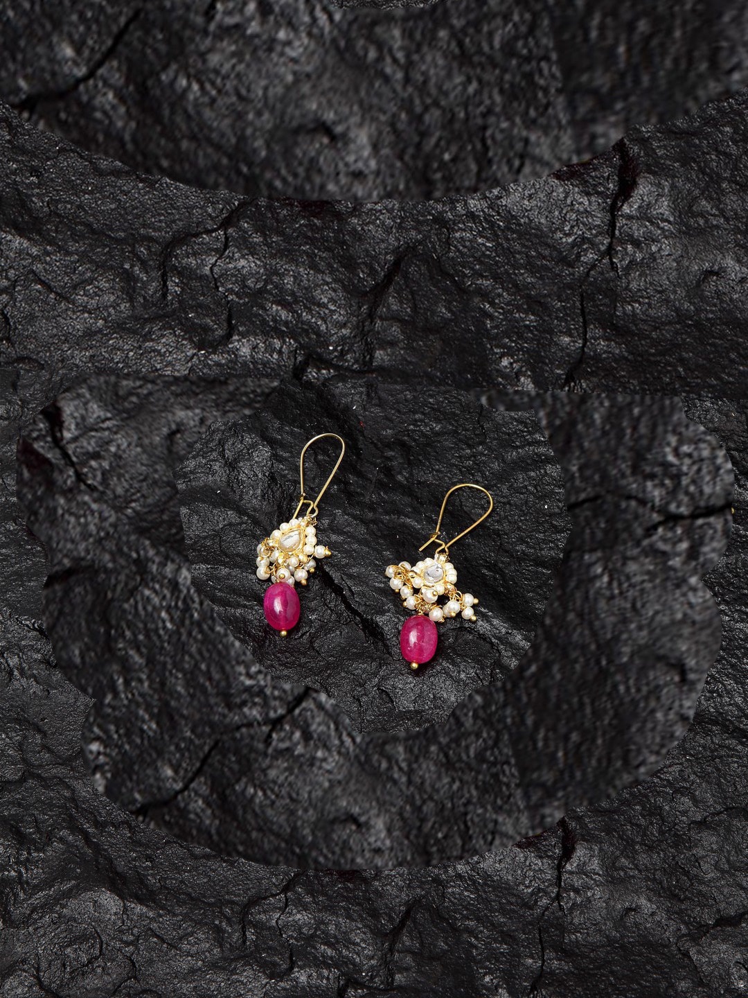

DUGRISTYLE Red & White Faux Ruby Red Contemporary Drop Earrings