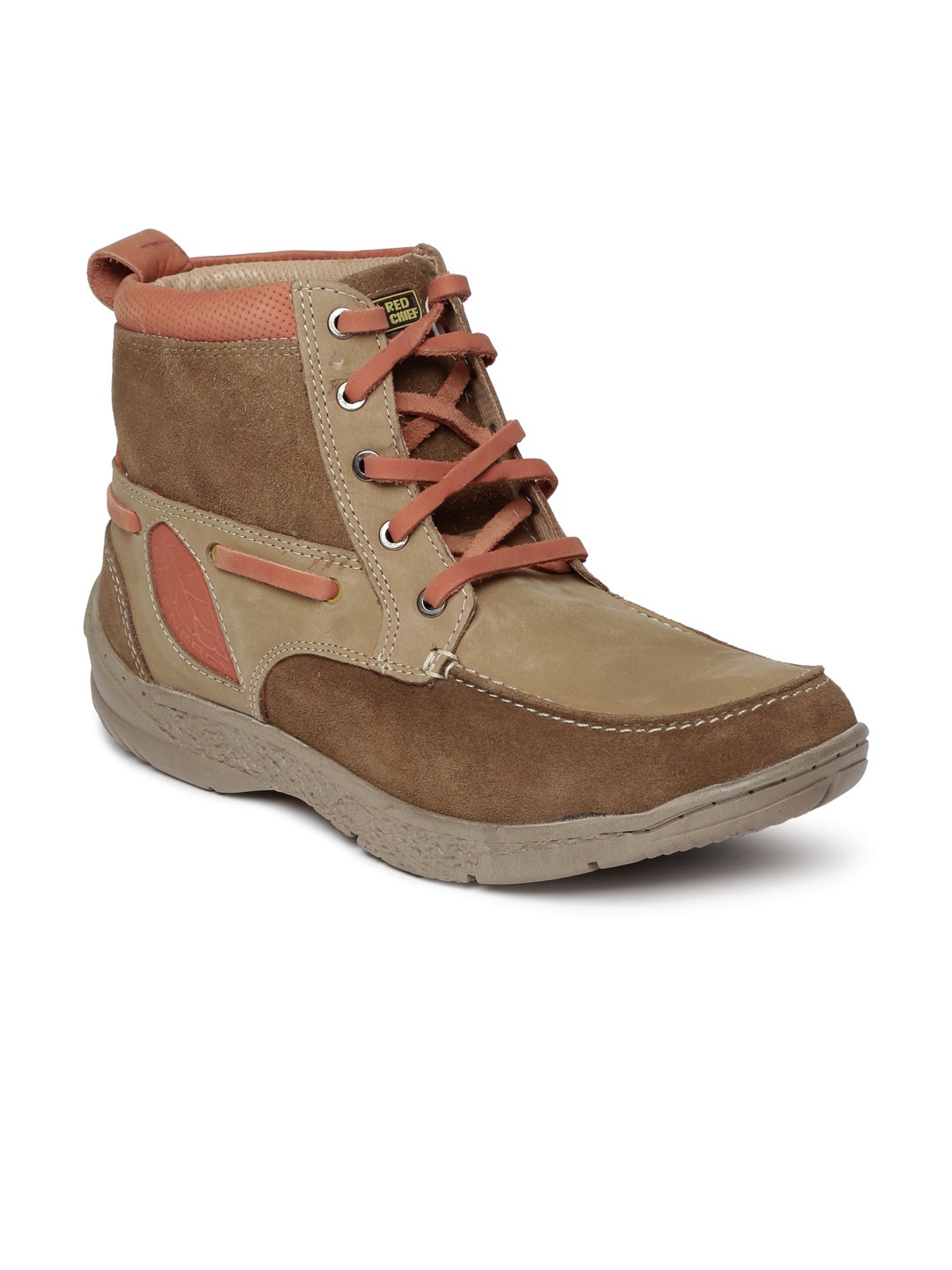 

Red Chief Men Colourblocked Suede Mid-Top Boots, Tan