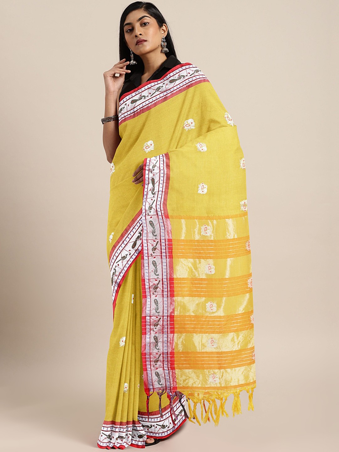 

KALINI Mustard Yellow Woven Design Banarasi Saree