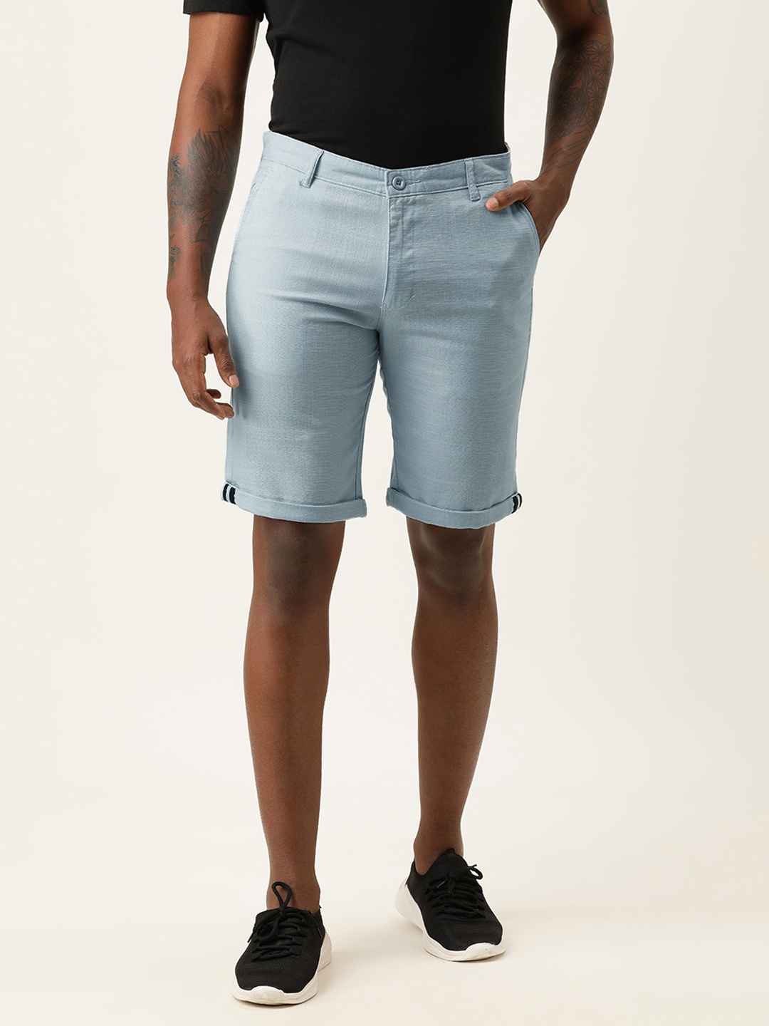 

IVOC Men Blue Slim Fit Mid-Rise Regular Shorts