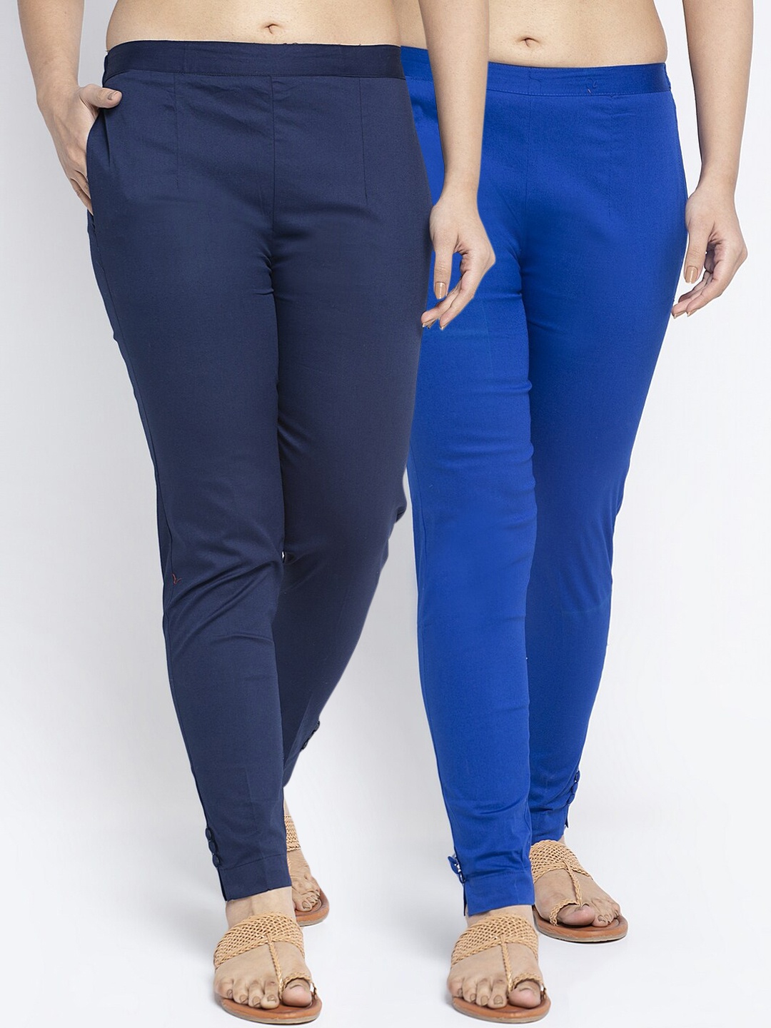 

GRACIT Women Pack Of 2 Blue & Navy Blue Casual Trousers