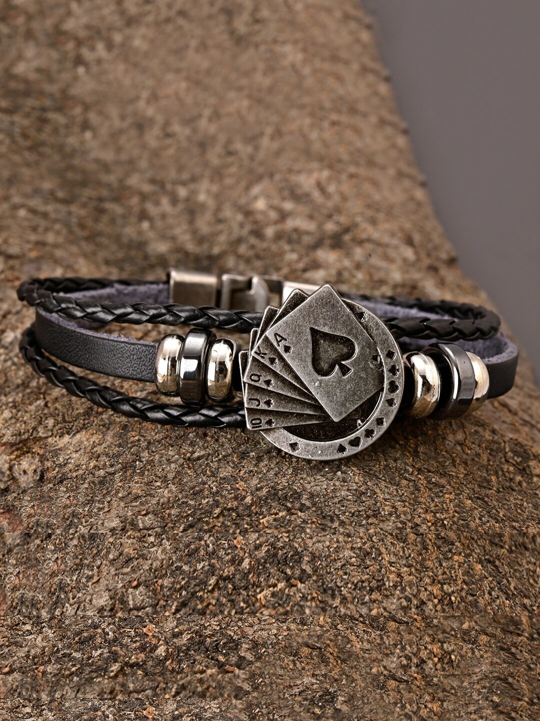 

Tistabene Men Grey & Black Multistrand Bracelet