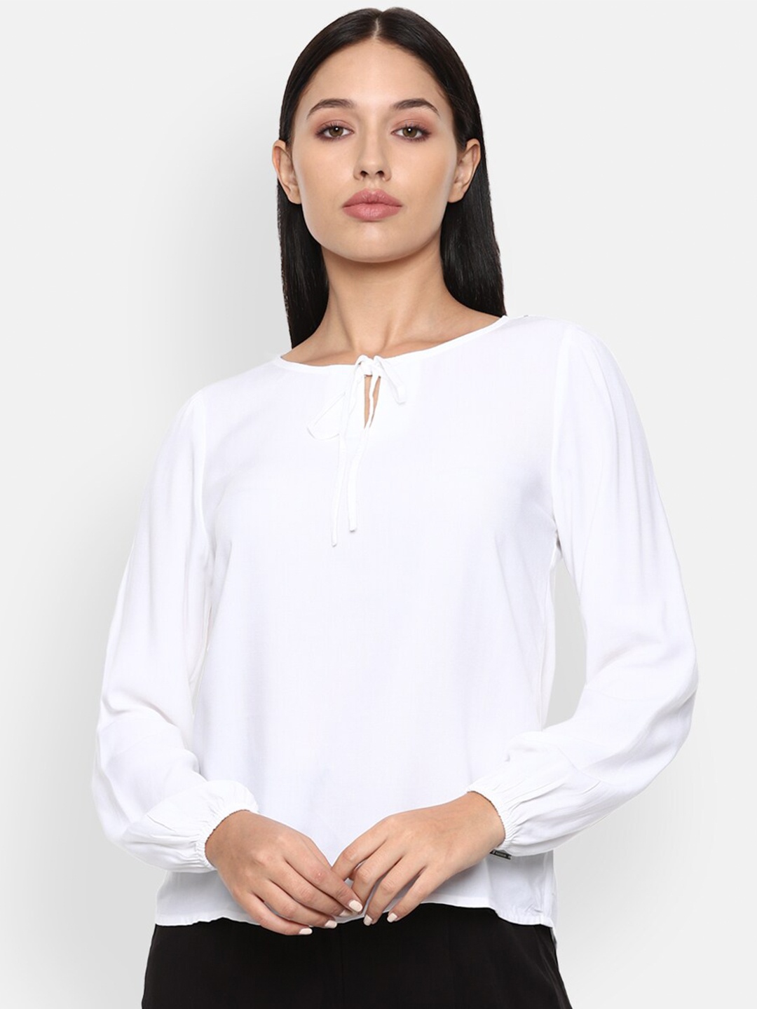 

Van Heusen Woman White Solid Regular Top