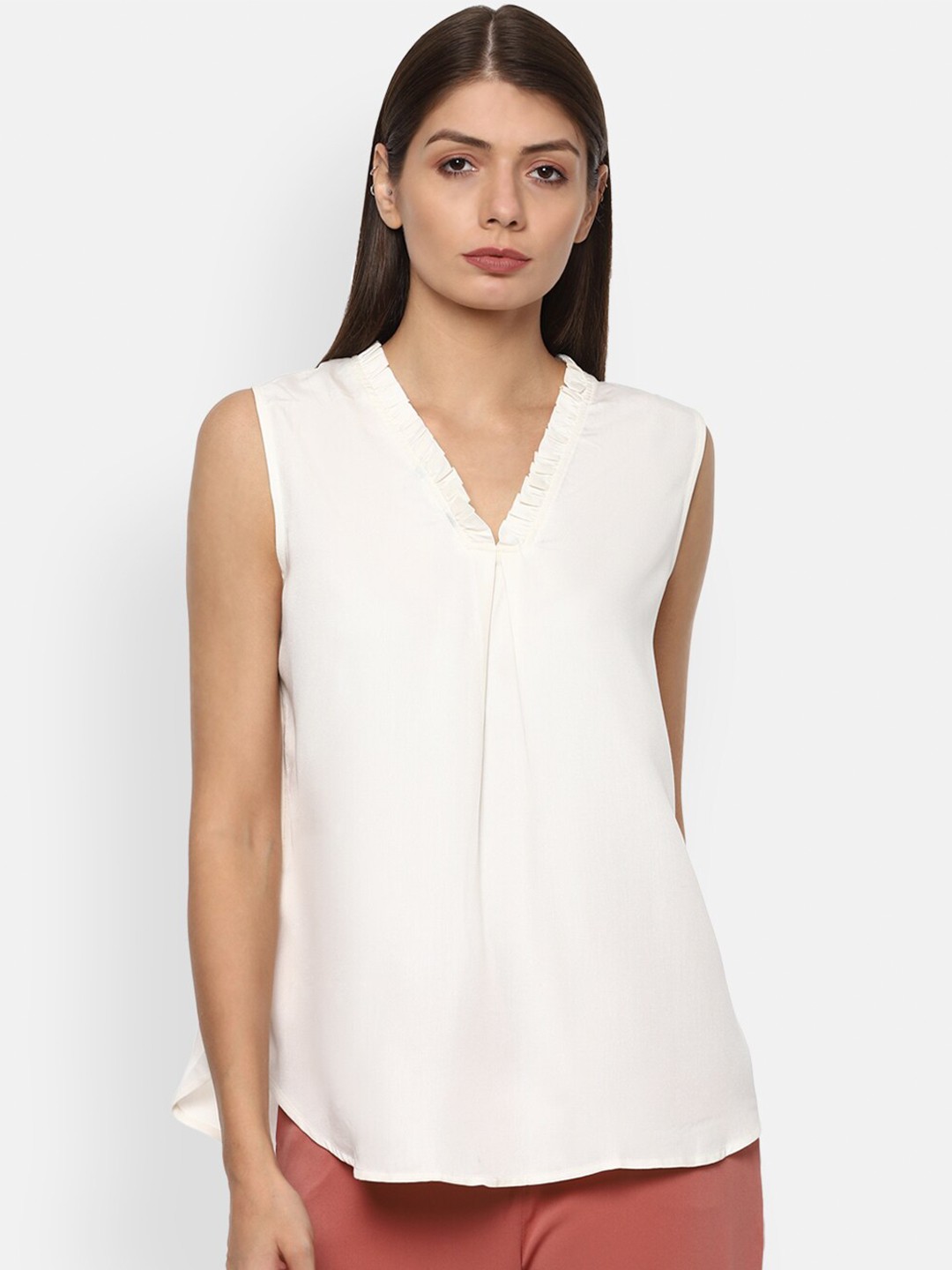 

Van Heusen Woman White V-Neck Top