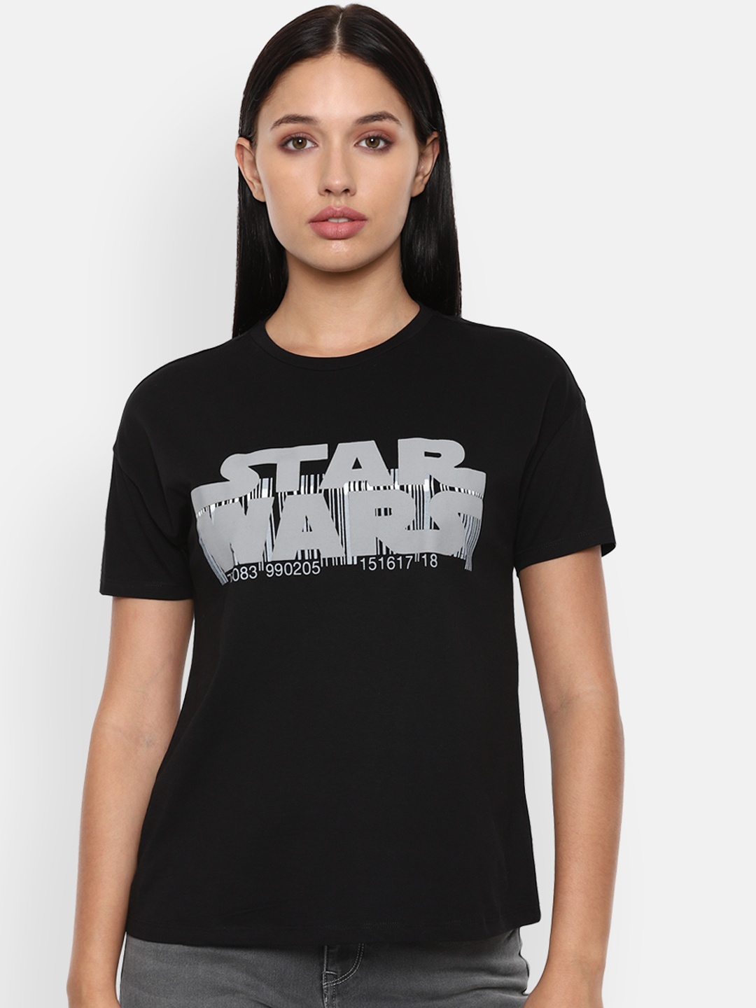 

Van Heusen Woman Black Star Wars Printed Pure Cotton T-shirt