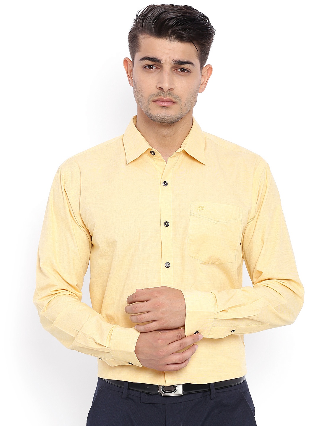 

L.A. SEVEN Men Yellow Solid Slim Fit Formal Shirt