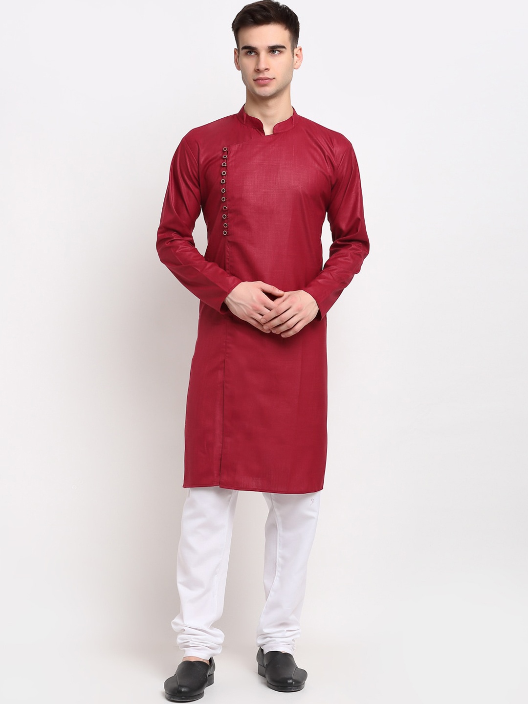 

Jompers Men Maroon Angrakha Style Kurta