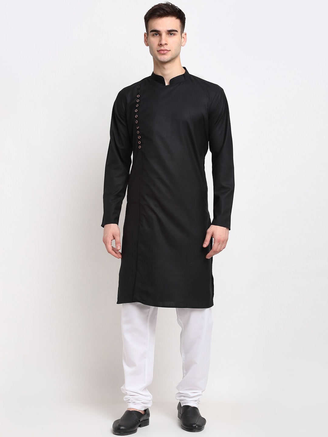 

Jompers Men Black Solid Angrakha Kurta