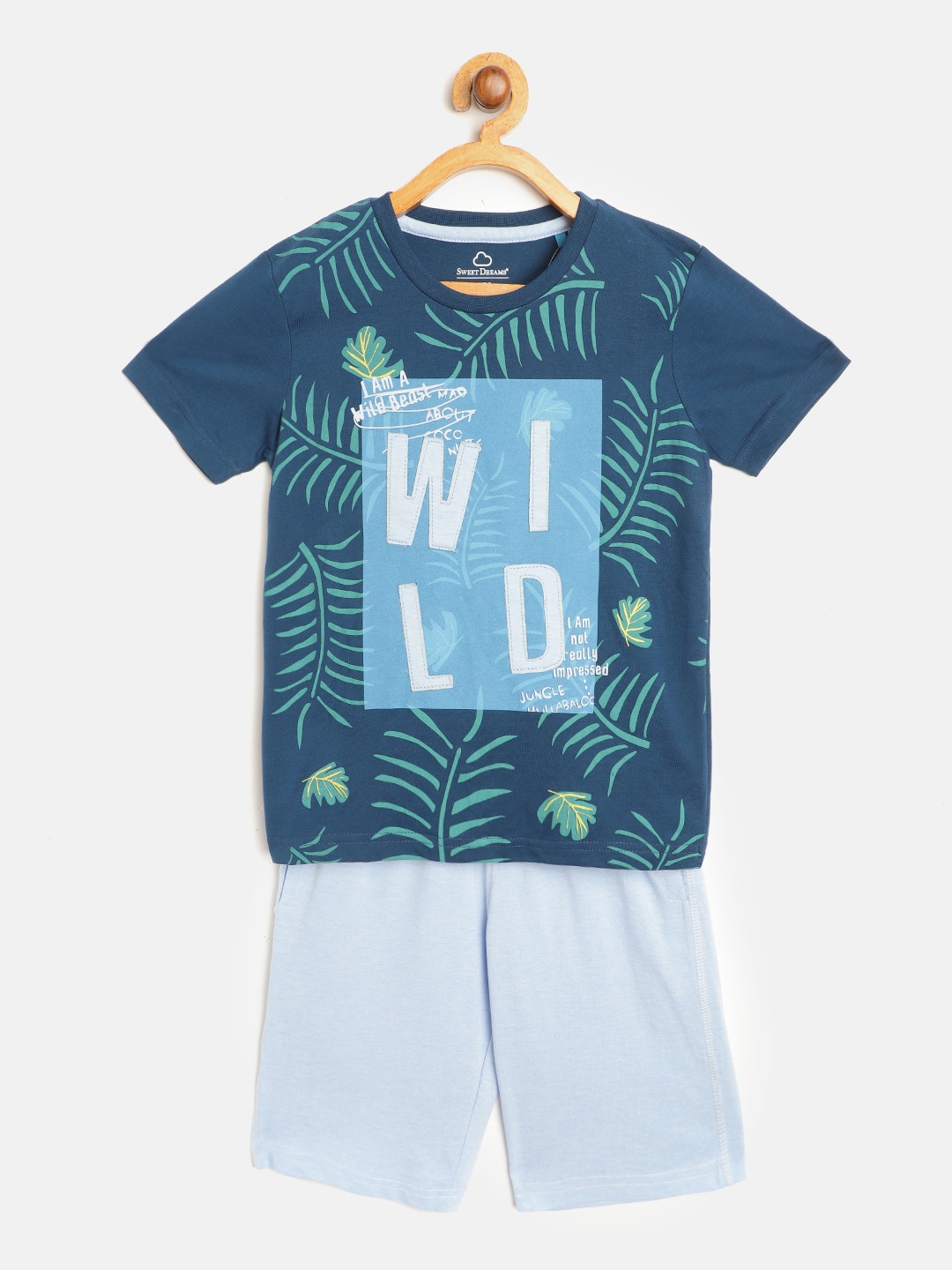 

Sweet Dreams Boys Navy Blue Printed Shorts Set