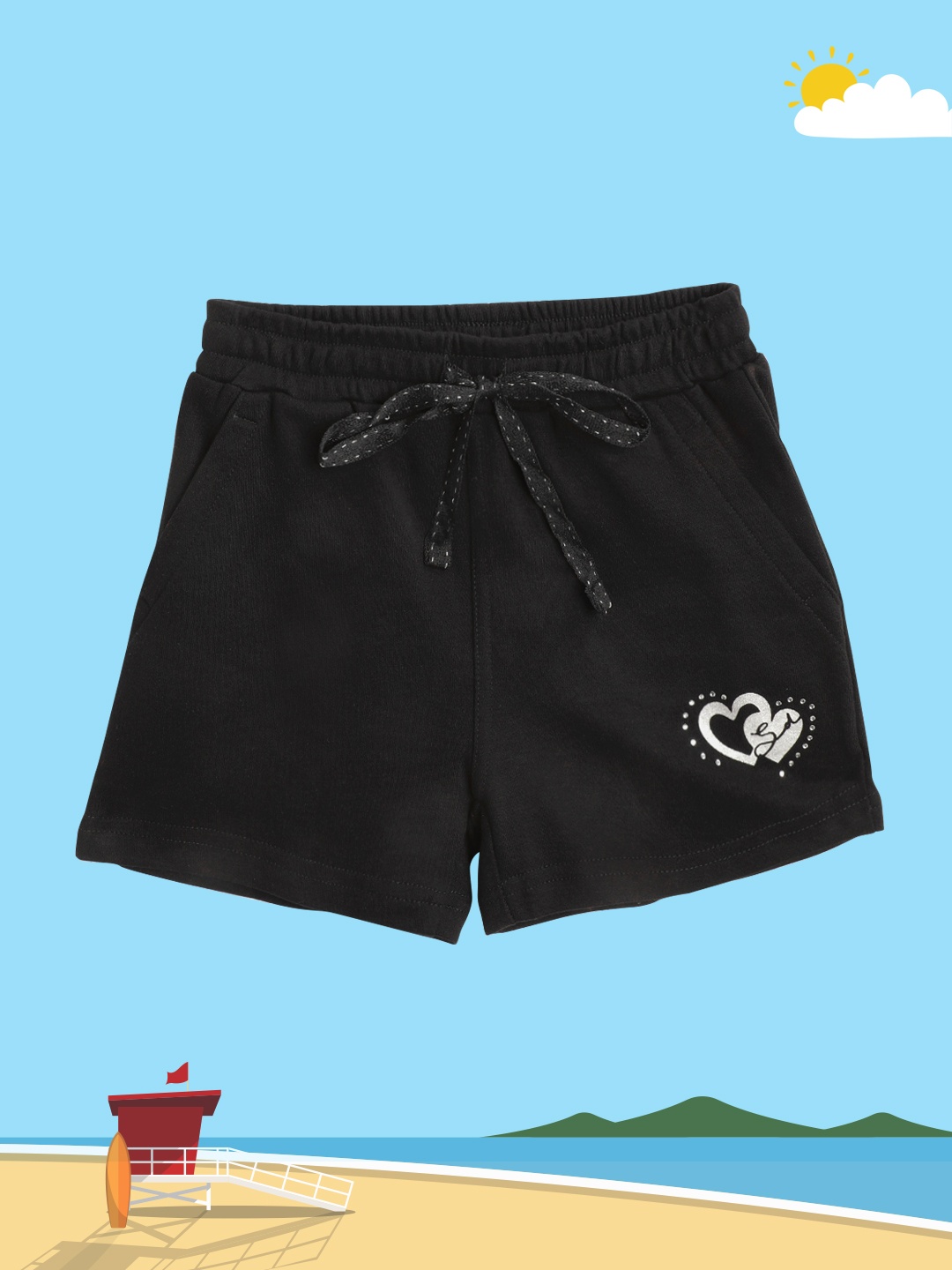 

Sweet Dreams Girls Black Solid Lounge Shorts