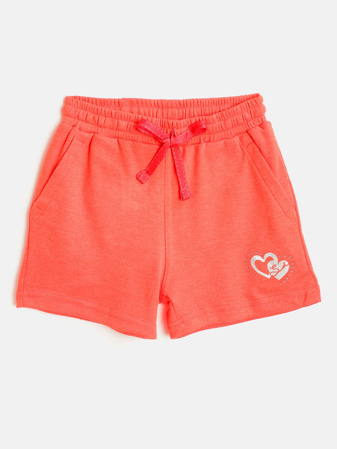 

Sweet Dreams Girls Coral Orange Solid Lounge Shorts