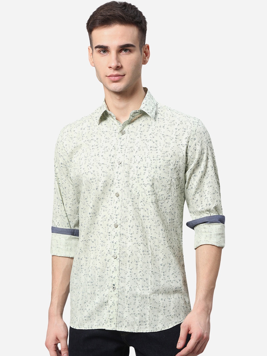 

JADE BLUE Men Green Slim Fit Floral Printed Casual Shirt