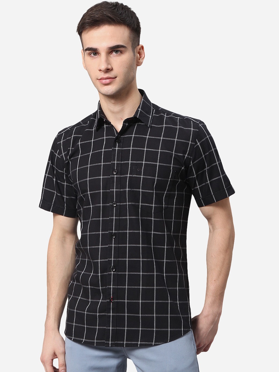 

JADE BLUE Men Black Slim Fit Buffalo Checks Casual Shirt