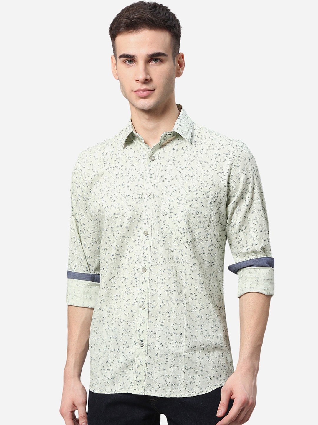 

JADE BLUE Men Green Slim Fit Floral Printed Casual Shirt