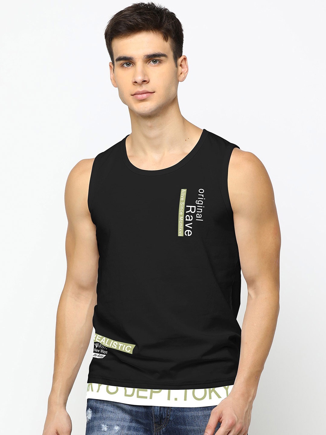 

Maniac Men Black White Typography Printed Slim Fit Pure Cotton T-shirt