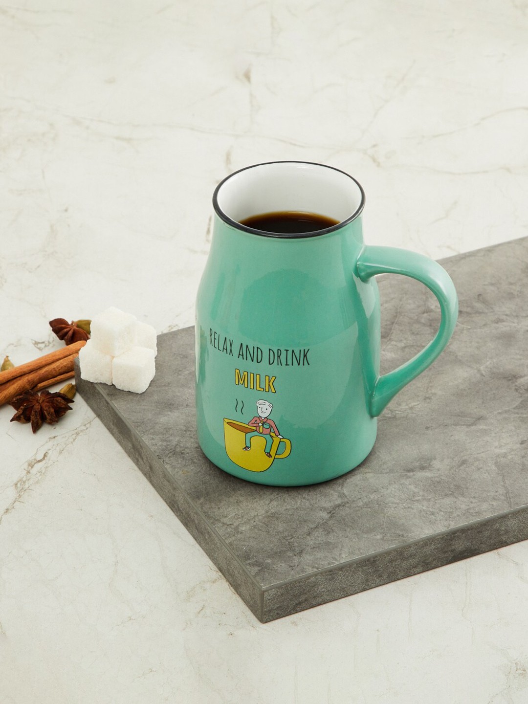 

Home Centre Sea Green Printed Bone China Glossy Mug