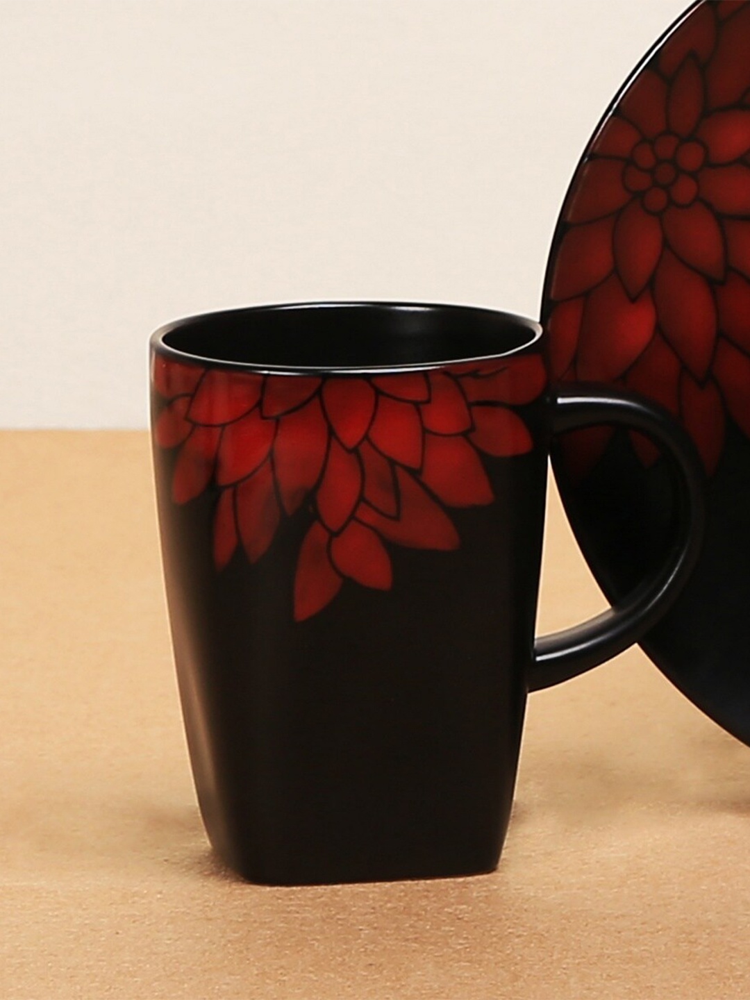 

Home Centre Black & Red Printed Stoneware Glossy Mug