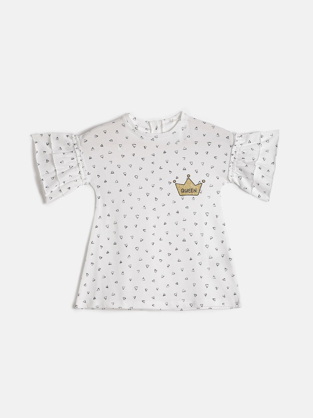 

JusCubs Girls White Printed Layered Sleeves T-shirt