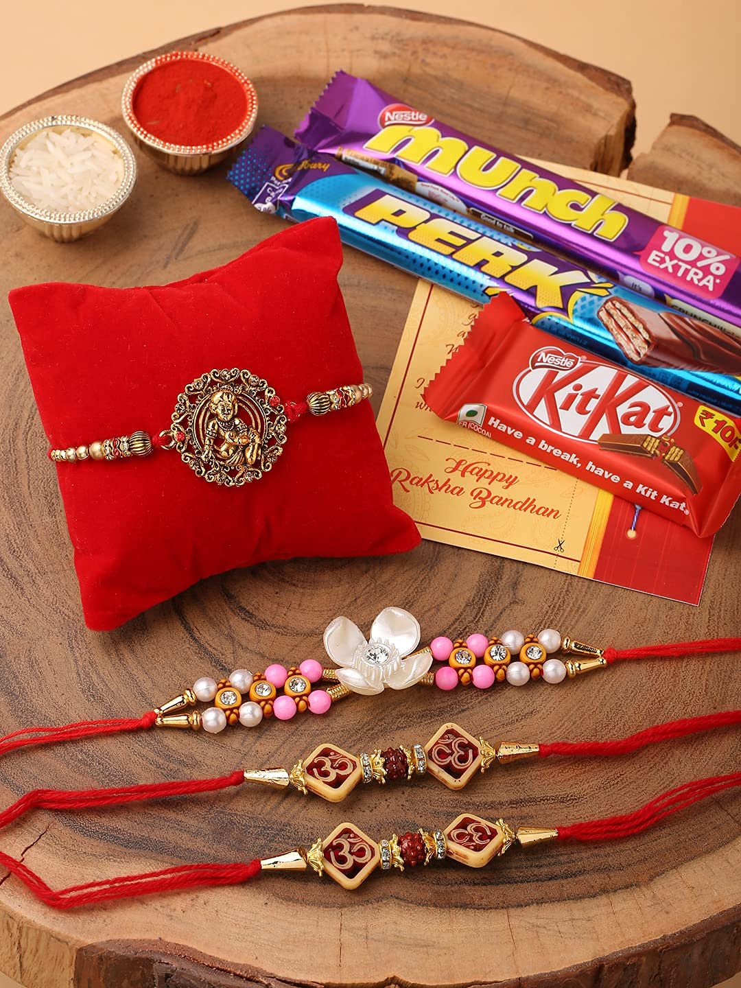 

CraftVatika Multicoloured Rakhi Gift Set, Multi