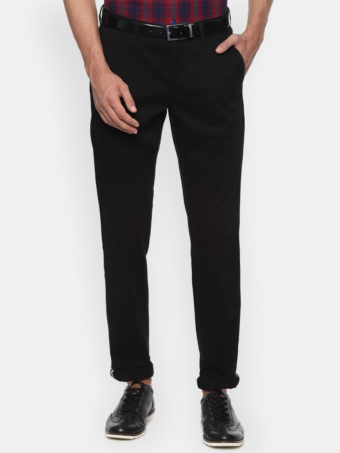

Van Heusen Sport Men Black Solid Slim Fit Regular Trousers