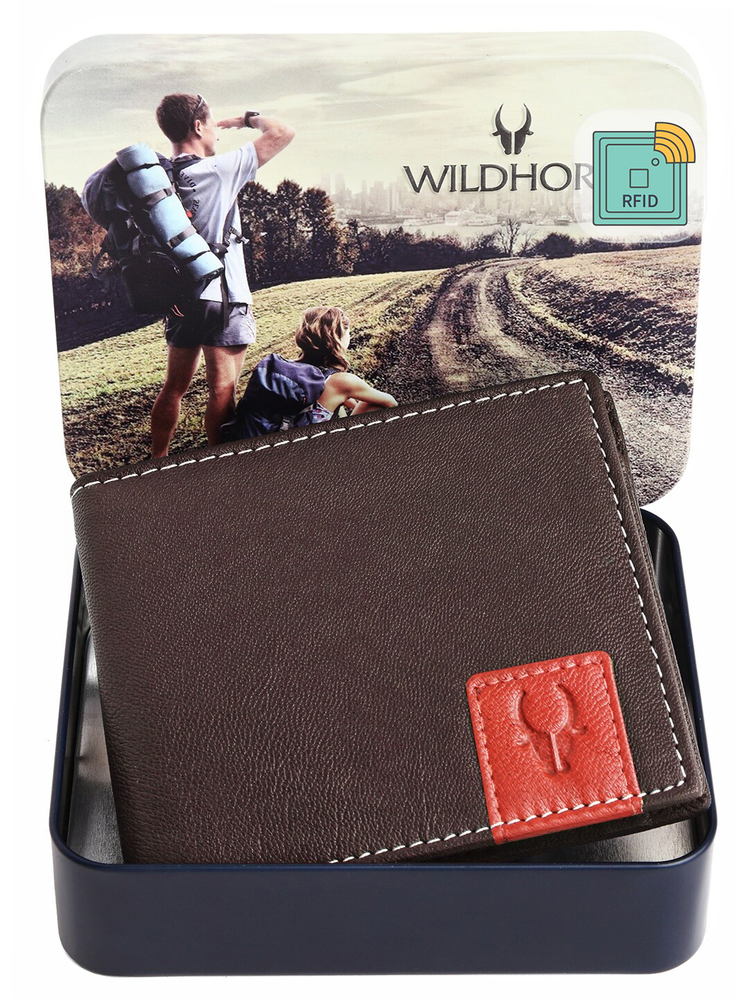 

WildHorn Men Brown Solid Leather Two Fold Wallet with RFID