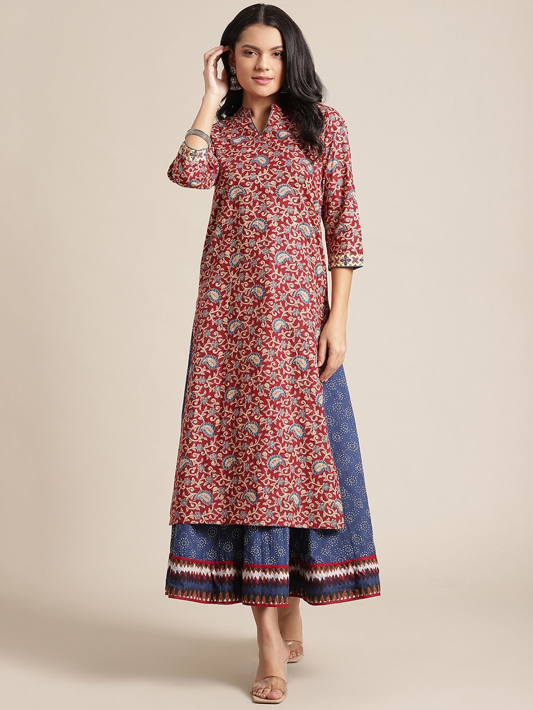 

Varanga Women Maroon Printed Kurta