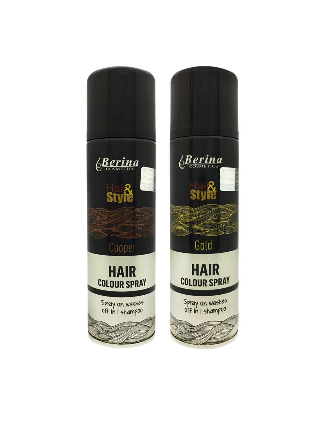 

Berina Pack of 2 Hair Color Spray - Copper & Gold, Black