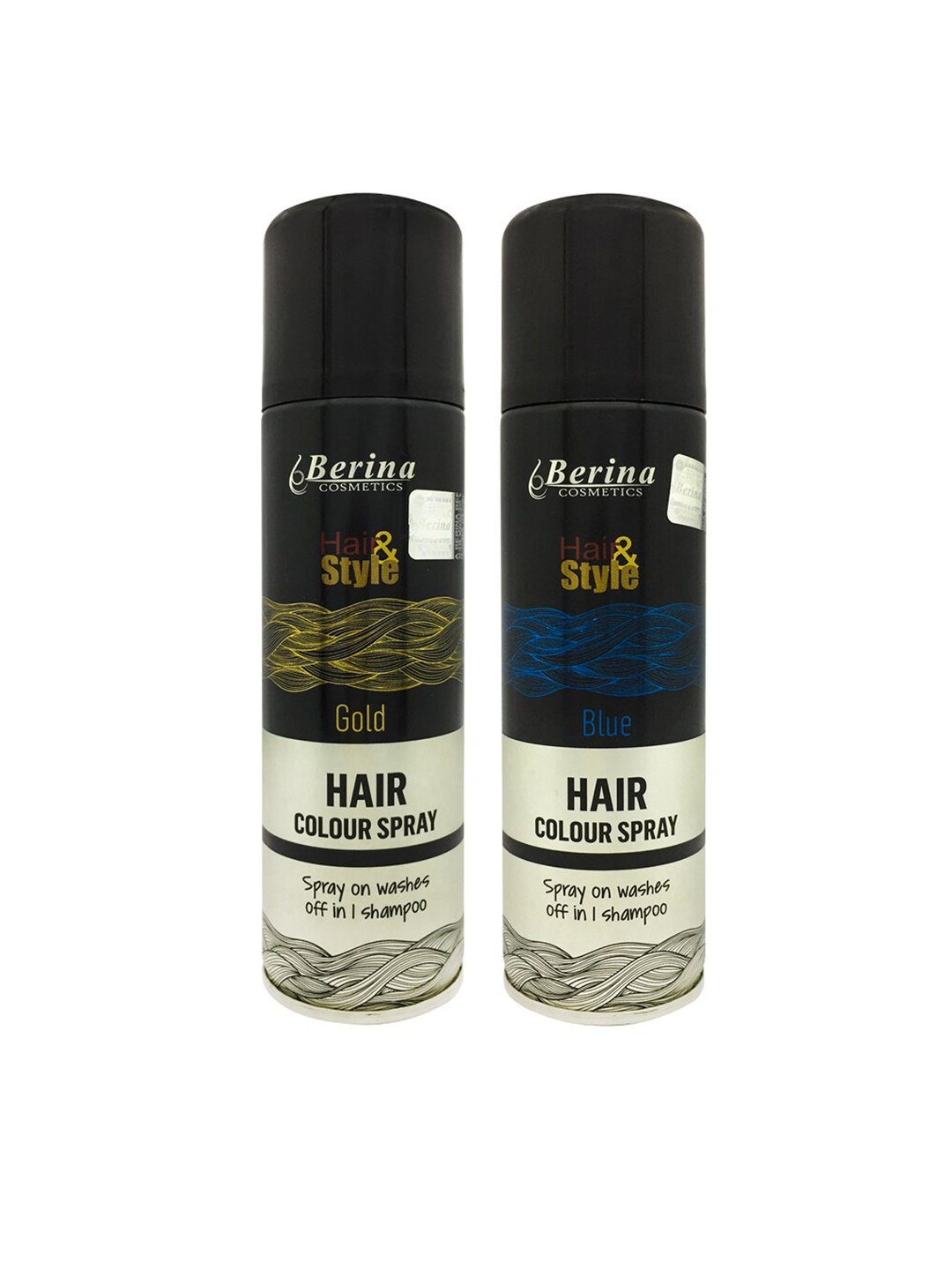 

Berina Pack of 2 Hair Color Spray - Gold & Blue, Black