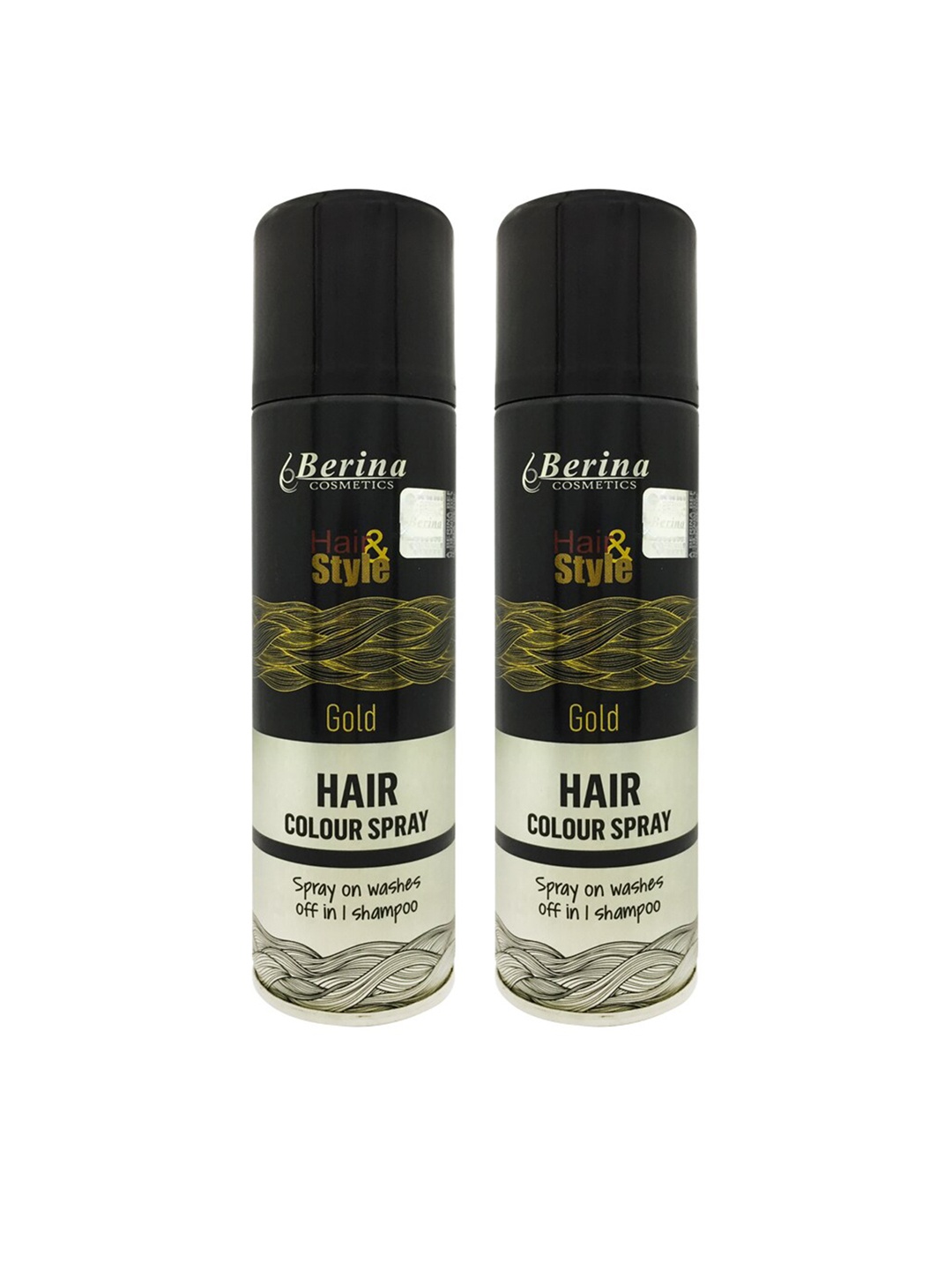 

Berina Pack of 2 Hair Color Spray - Gold, Black