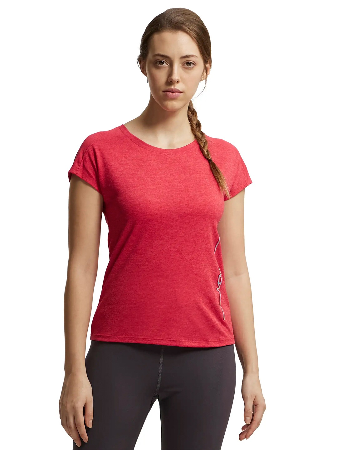 Jockey Breathable Mesh Relaxed Fit Printed Round Neck T-Shirt, Coral