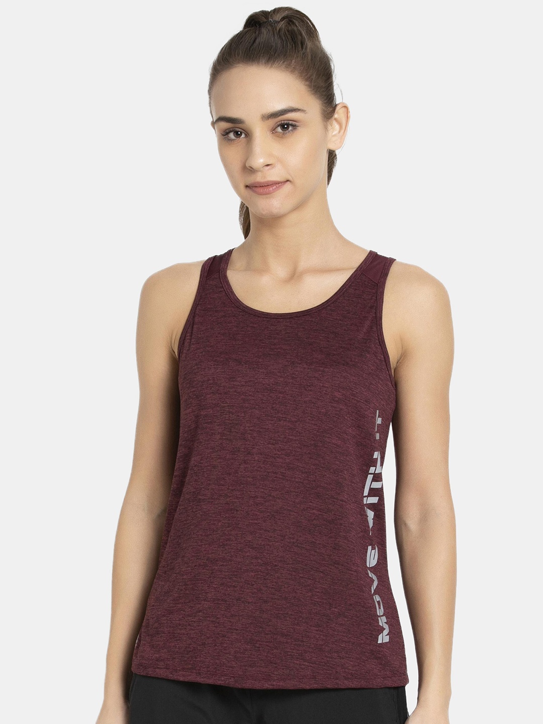 

Jockey Women Maroon & White Tank Top