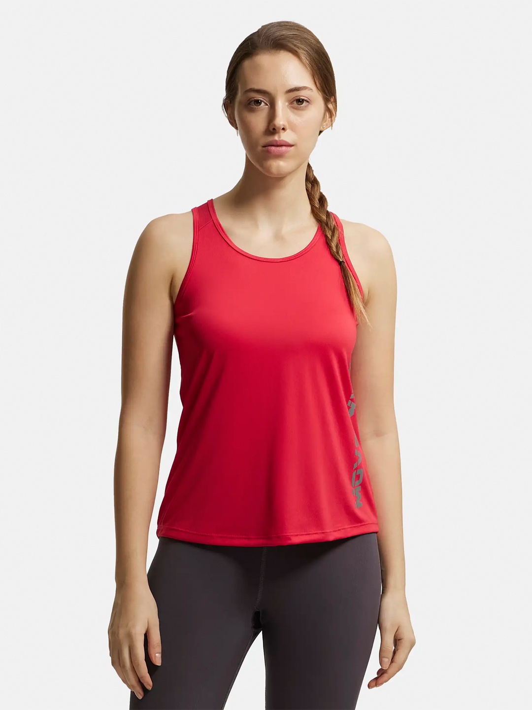 

Jockey Graphic Printed Microfiber Tank Top With Breathable Mesh-MW33, Coral