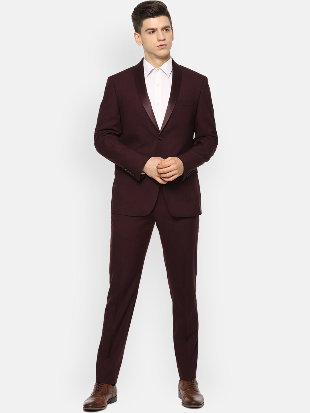 

Van Heusen Men Maroon Solid Slim-Fit Single-Breasted Formal Suit
