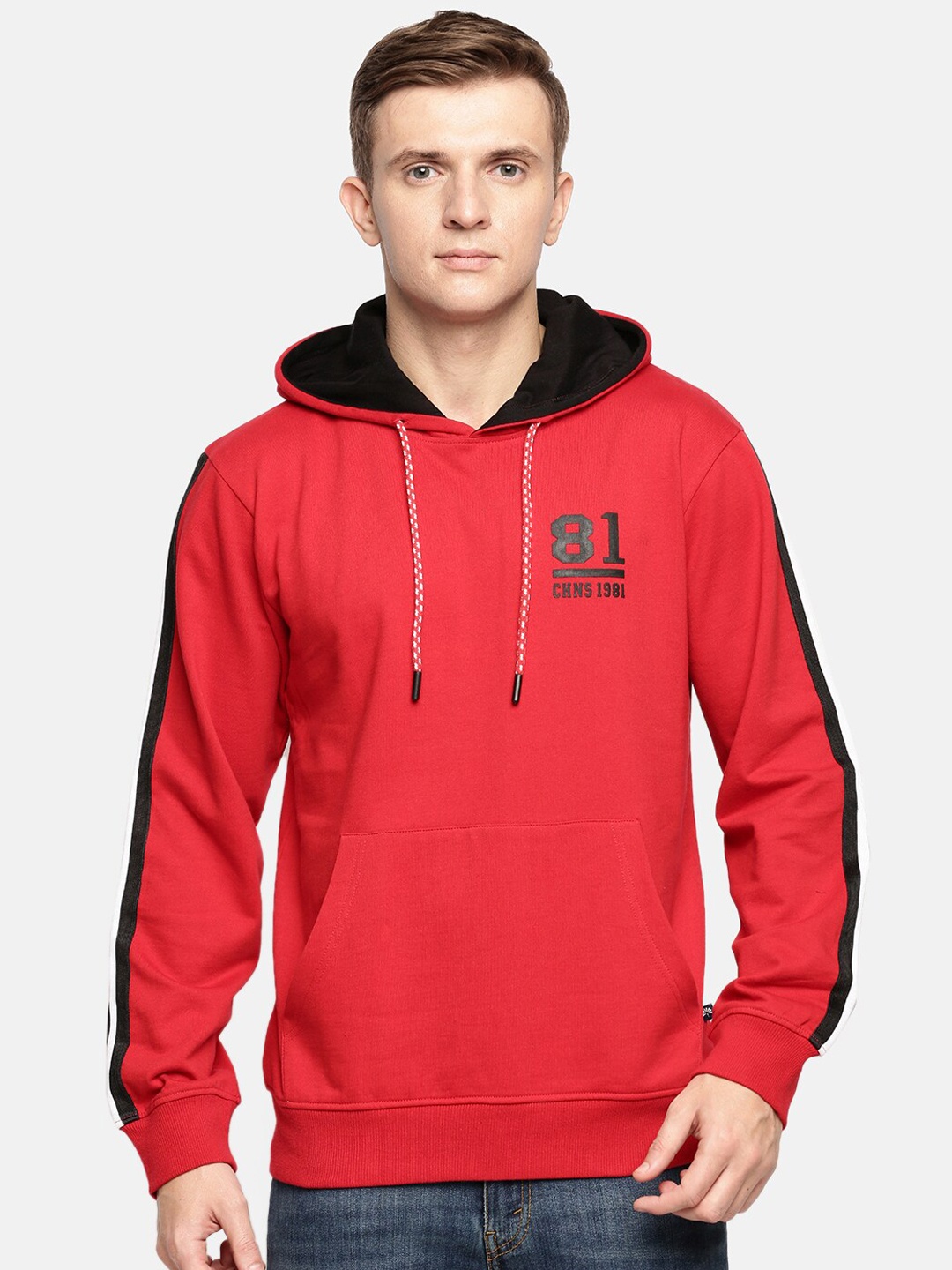 

Chennis Men Red Hooded Sweatshirt